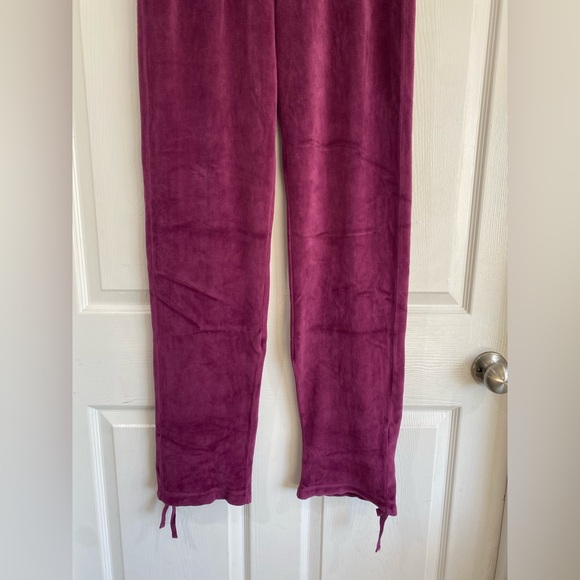 Suzie Kondi Velour Unisex Track Pants Size XS Plum Purple NWT Athleisure - Picture 4 of 14
